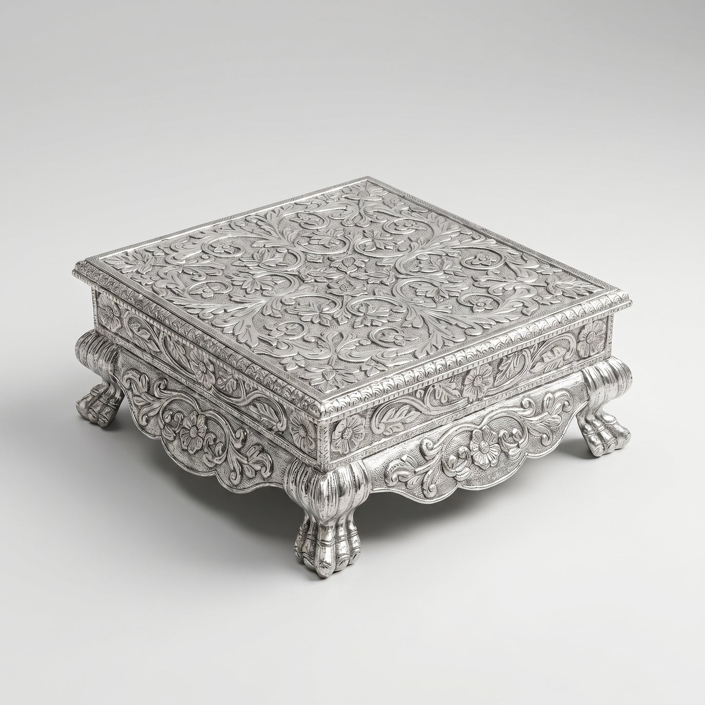 Silver Floral Chowki