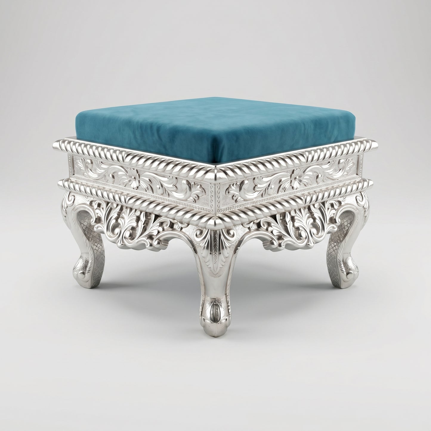 Silver Square Stool