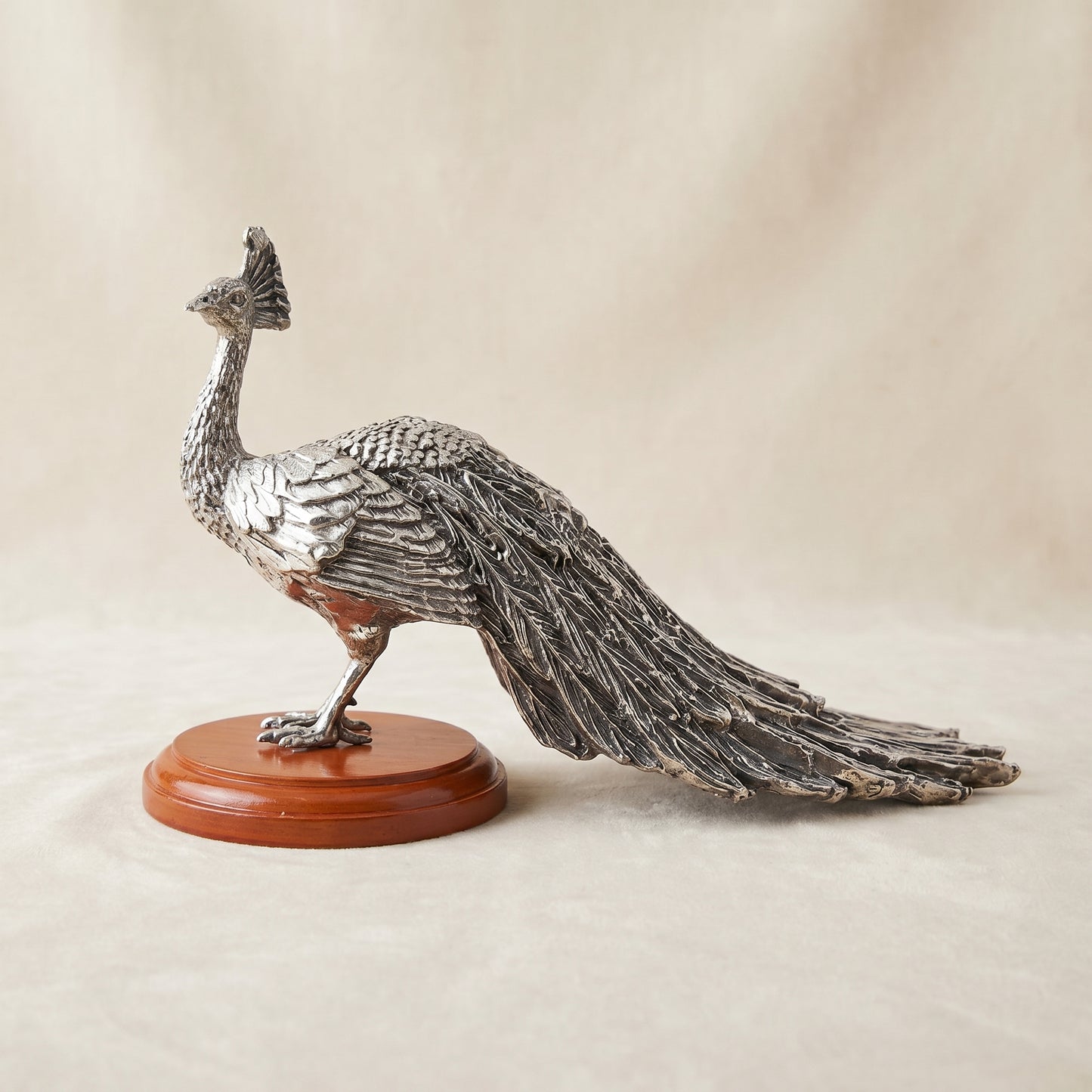 Silver Peacock Figurine