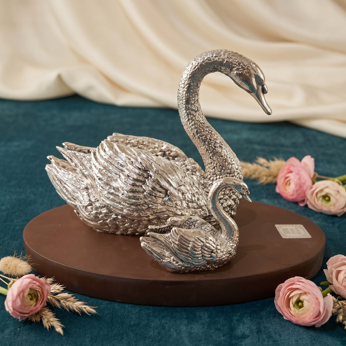 Silver Swan with Baby