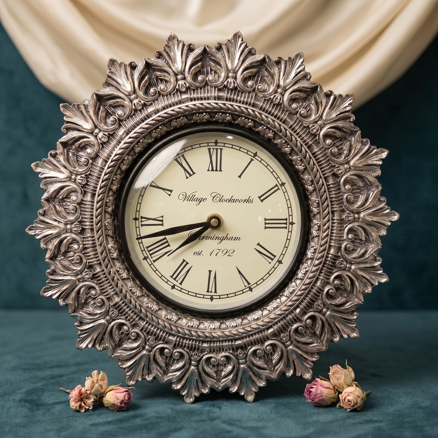 Silver Round Wall Clock
