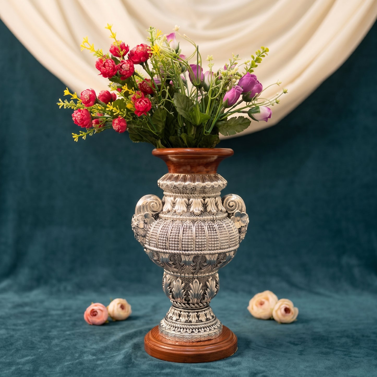 Silver Ornate Flower Vase