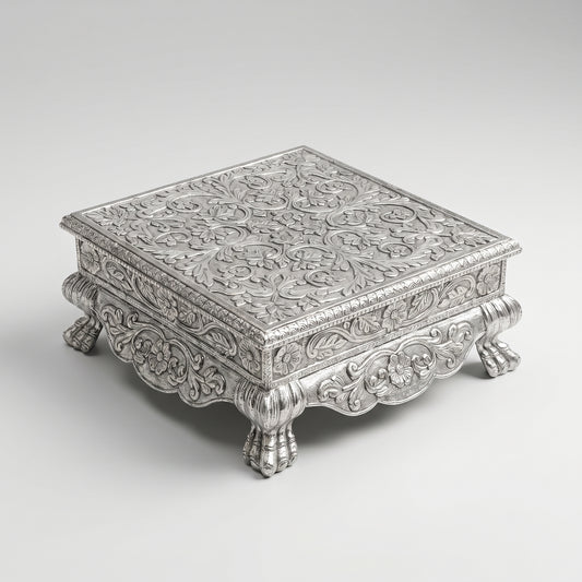 Silver Floral Chowki