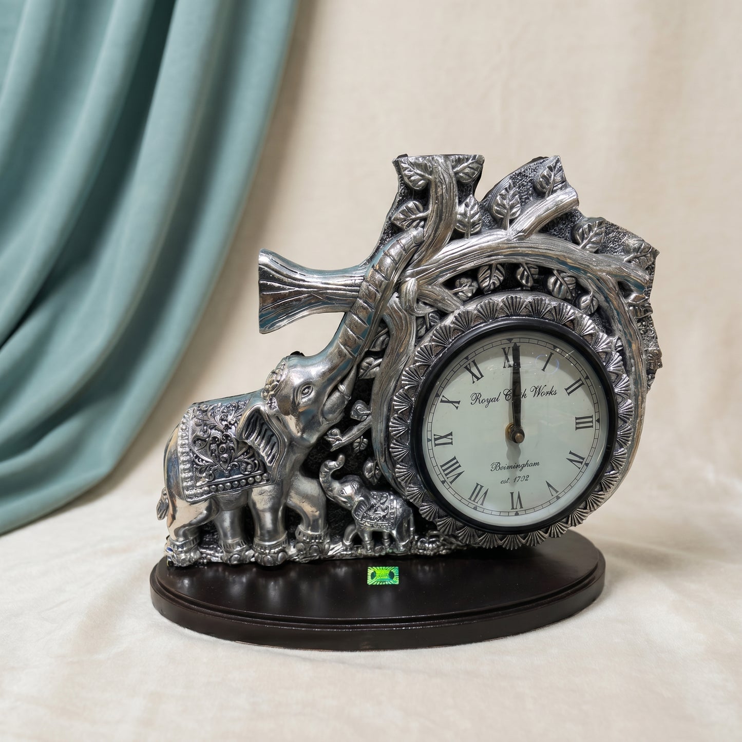 Silver Rajsi Elephant Clock