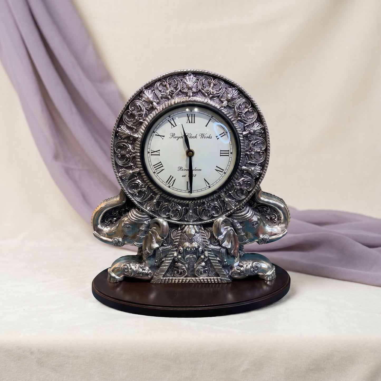 Silver Imperial Elephant Clock