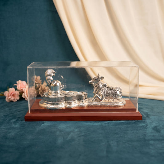 Silver Shivling with Nandi