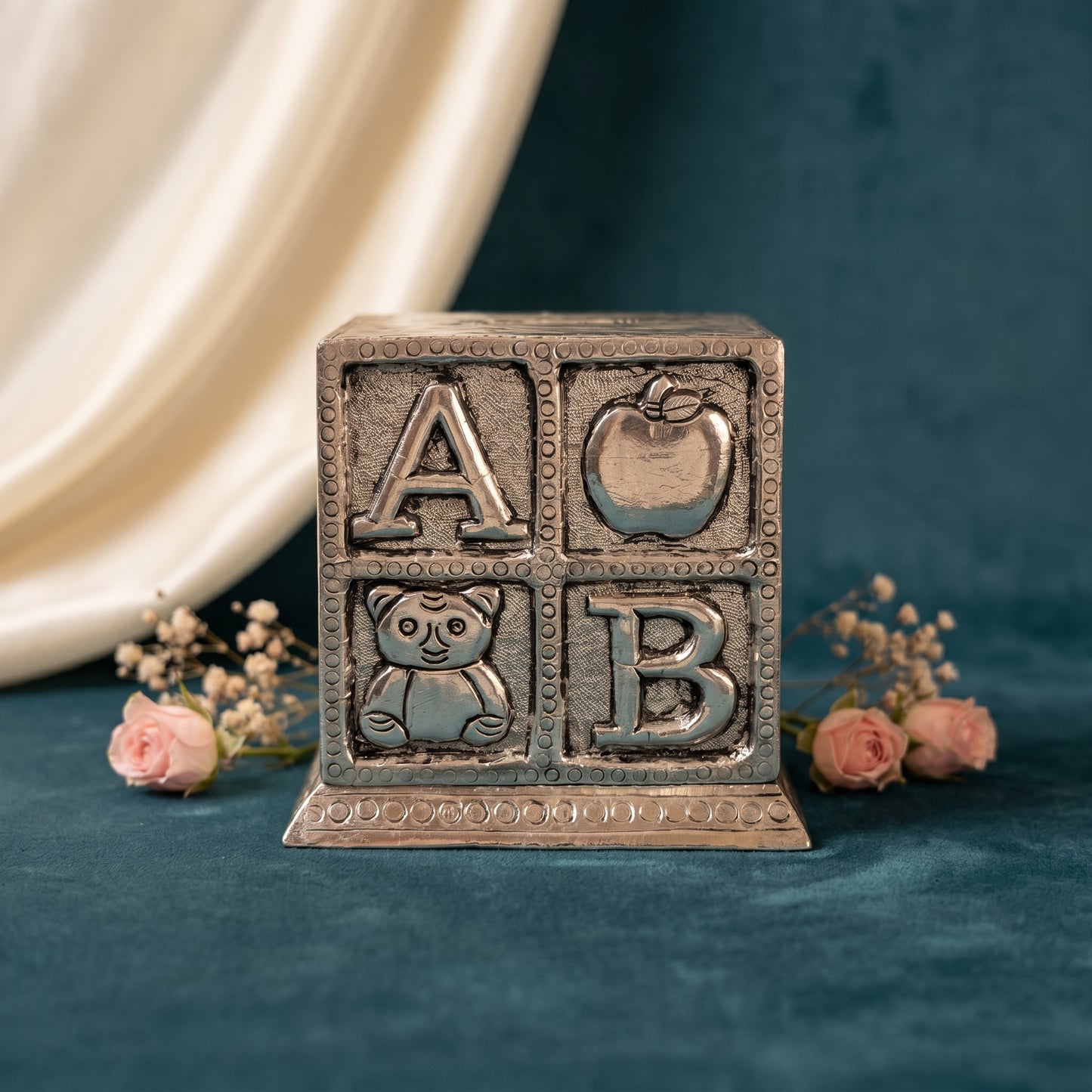 Silver Piggy Bank with Base