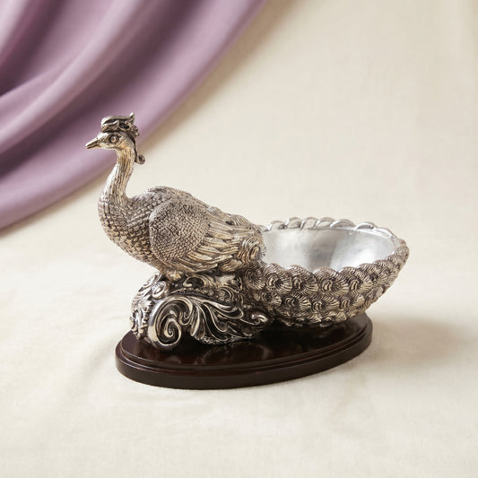 Silver Peacock Platter