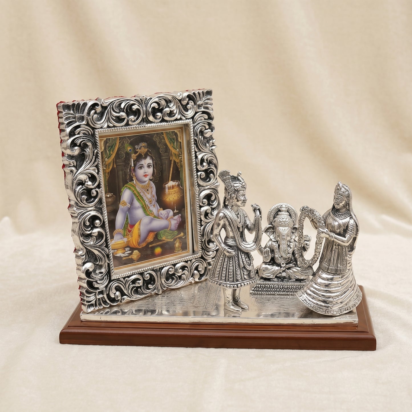 Silver Alankar Wedding Card