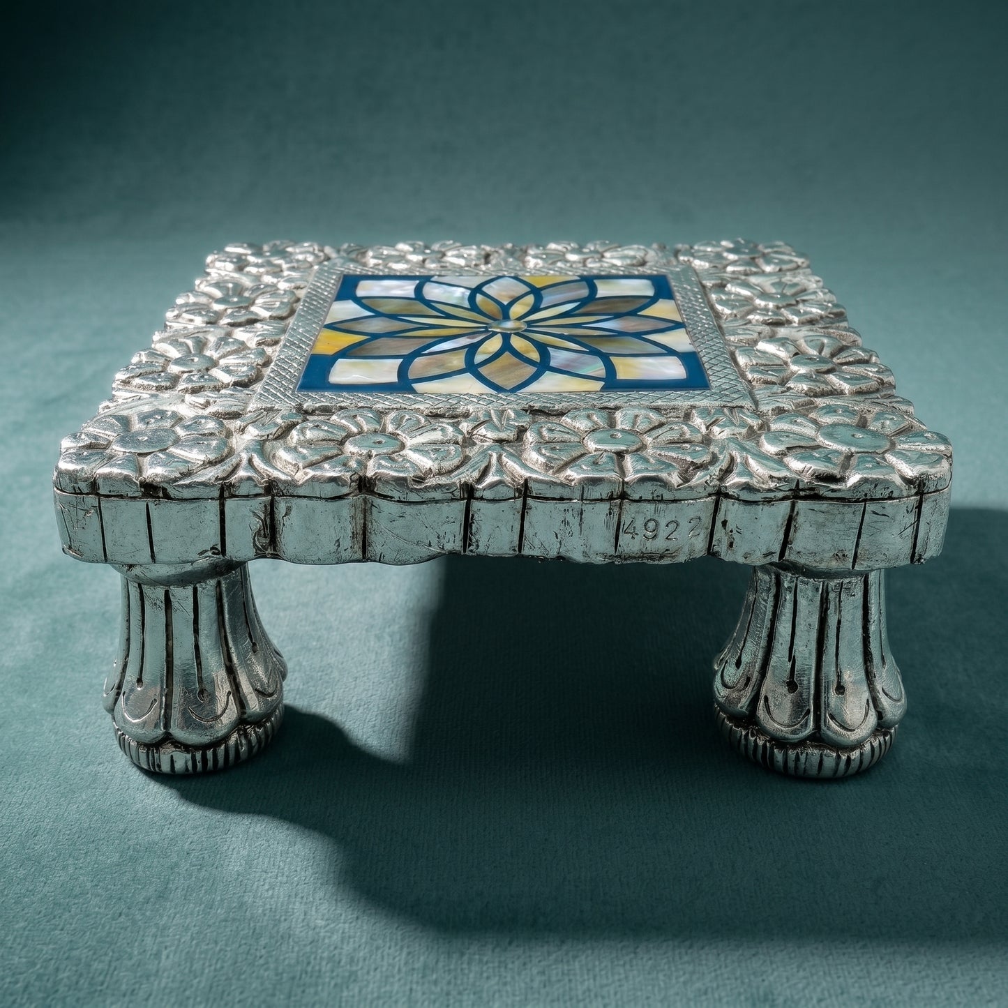 Silver Teak Wood Chowki